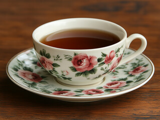 Fototapeta premium Teetasse mit Blumenverzierung