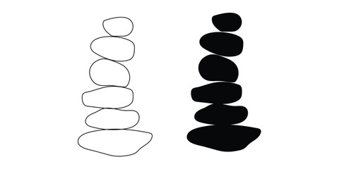 Stones icon of 2 types: color, black and white, outline. Isolated vector sign symbol.