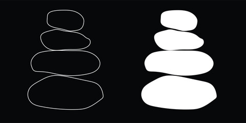 Stones icon of 2 types: color, black and white, outline. Isolated vector sign symbol.