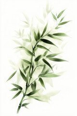 Obraz premium Chinese bamboo drawing, green brushstrokes, modern minimalist style