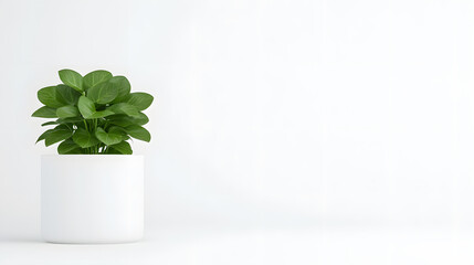 Pilea Peperomioides in a White Pot on White Background: A Stylish and Minimalist Indoor Plant Display