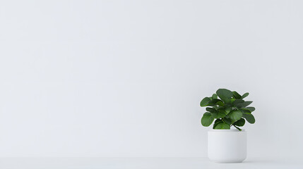 Pilea Peperomioides in a White Pot on White Background: A Stylish and Minimalist Indoor Plant Display