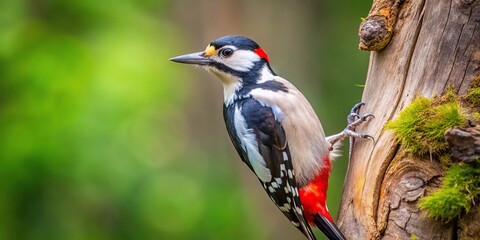 Woodpecker spotted in natural habitat from high angle view