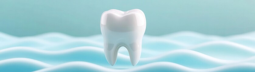 Conceptual image of a tooth surrounded by soothing waves, symbolizing the relief of toothache pain, pain relief, dental comfort