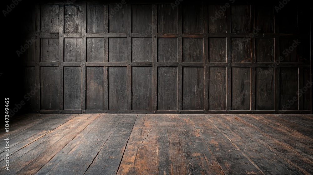 Poster exploring the timeless charm of rustic wooden walls and floors in an artistic setting
