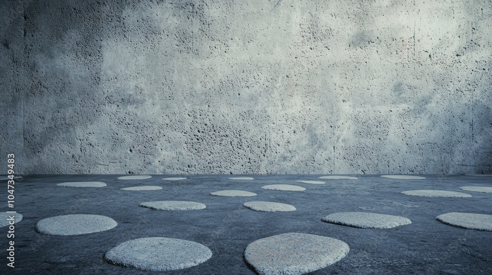 Poster minimalist interior design featuring unique stone patterns on a textured concrete floor for modern s