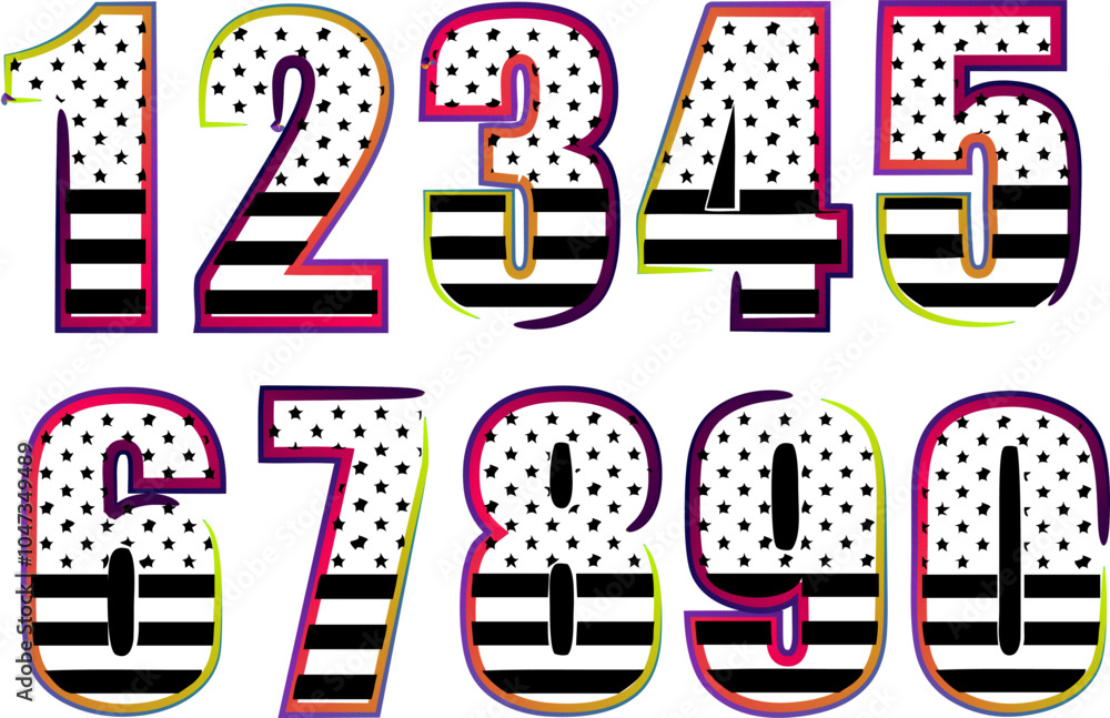 Poster set numbers, number, 3d numbers, gradient color number, 3d numbers vector set characters. one, two, 