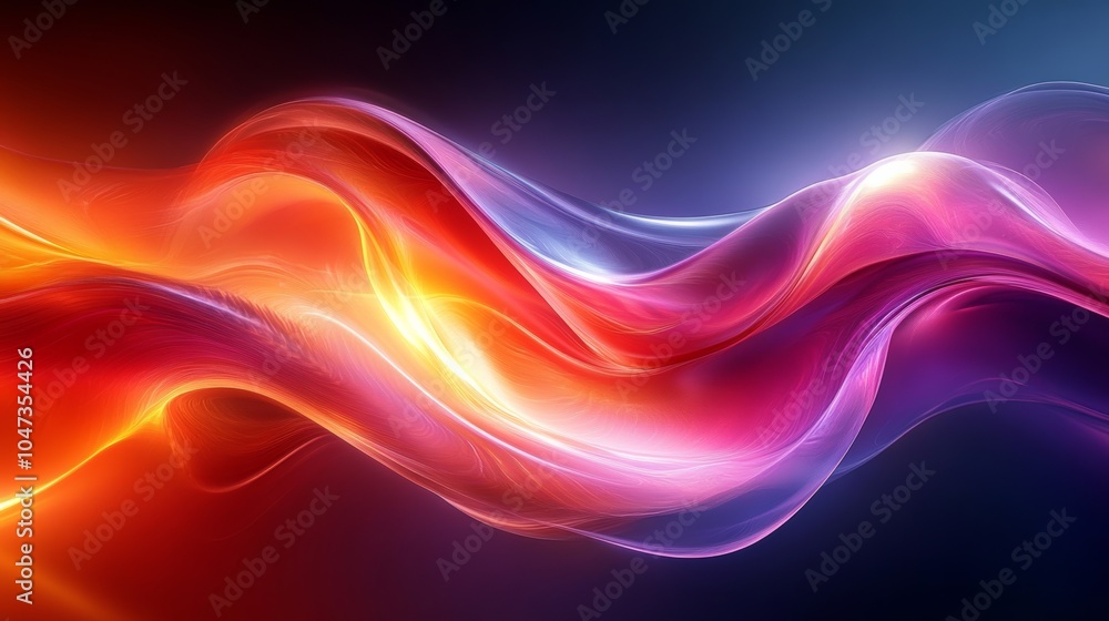 Poster abstract colorful waves flowing smoothly in digital space