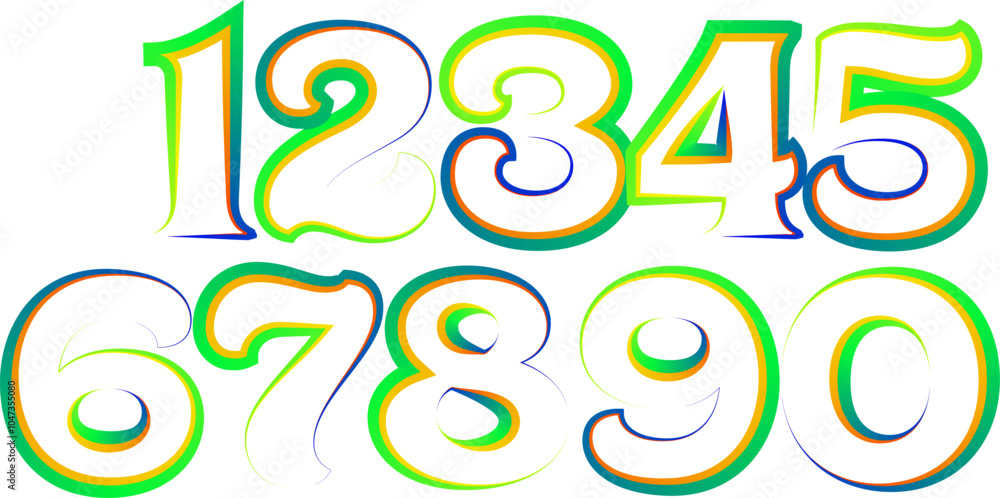 Poster set numbers, number, 3d numbers, gradient color number, 3d numbers vector set characters. one, two, 