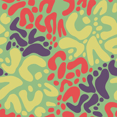 Abstract Hand Drawing Multi Colored Leopard Cheetah Seamless Animal Skin Vector Pattern Isolated Background