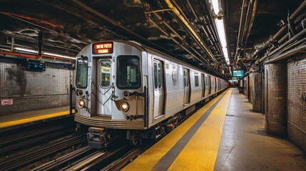 Obraz premium Subway power unit in urban underground setting with emergency lighting