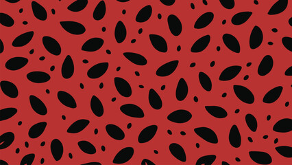 Obraz premium Red watermelon texture with abstract watermelon seeds pattern vector background