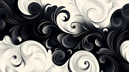 Abstract black and white floral pattern with a gradient effect.