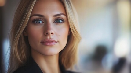 Fototapeta premium Elegant Woman with Bright Eyes and Soft Smile