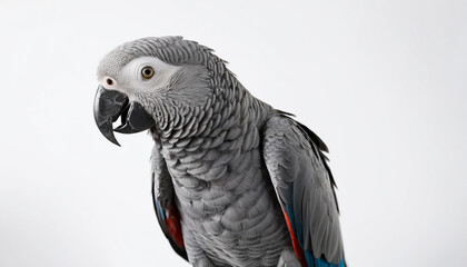 Obraz premium African Grey Parrot on white background isolated
