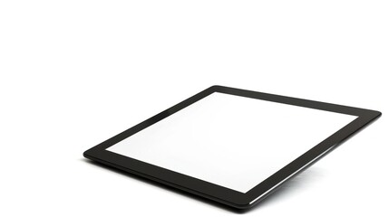 Black tablet computer with blank white screen