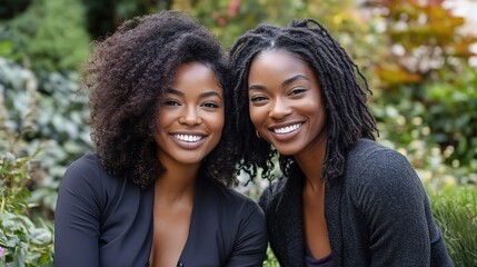 Fototapeta premium Two Smiling Friends Enjoying Nature Together