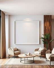 Interior view of contemporary home with frame mockup on the wall	