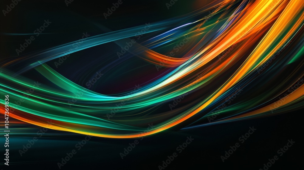 Poster colorful light trails flowing in the dark creating a stunning visual effect