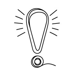 Continuous linear drawing of exclamation mark. Single-line drawing of an exclamation mark. Exclamation mark in one line style. Vector illustration.