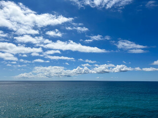 Fototapeta premium Beautiful view of the sea and sky with clouds on a summer day. Spain.