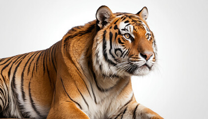 Fototapeta premium Bengal Tiger on white background isolated 