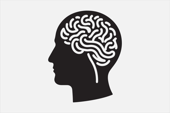 recommend clip art: Silhouette of a human head brain  outlined
