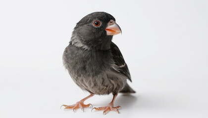 black chick Finch male on white background isolated