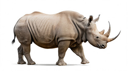 Fototapeta premium Black Rhinoceros on white background isolated