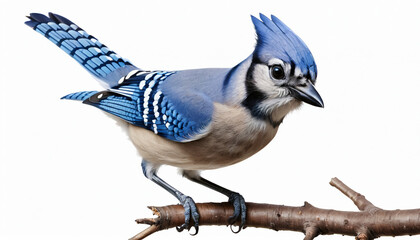 Blue Jay on white background isolated