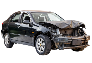 damaged black car accident vehicle isolated on a w (4) png