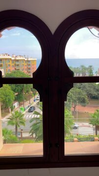 House of Navajas, a palace decorated with tiles of the Moorish revival of 1925 with gardens and exhibition ground in Torremolinos, Spain
