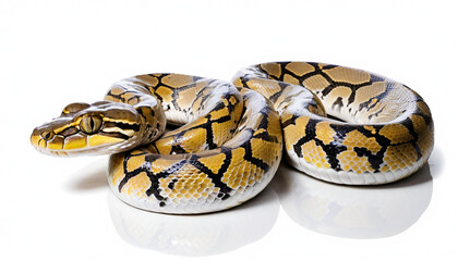 Fototapeta premium Burmese Python on white background isolated