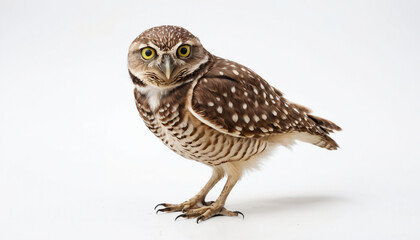Burrowing Owl on white background isolated