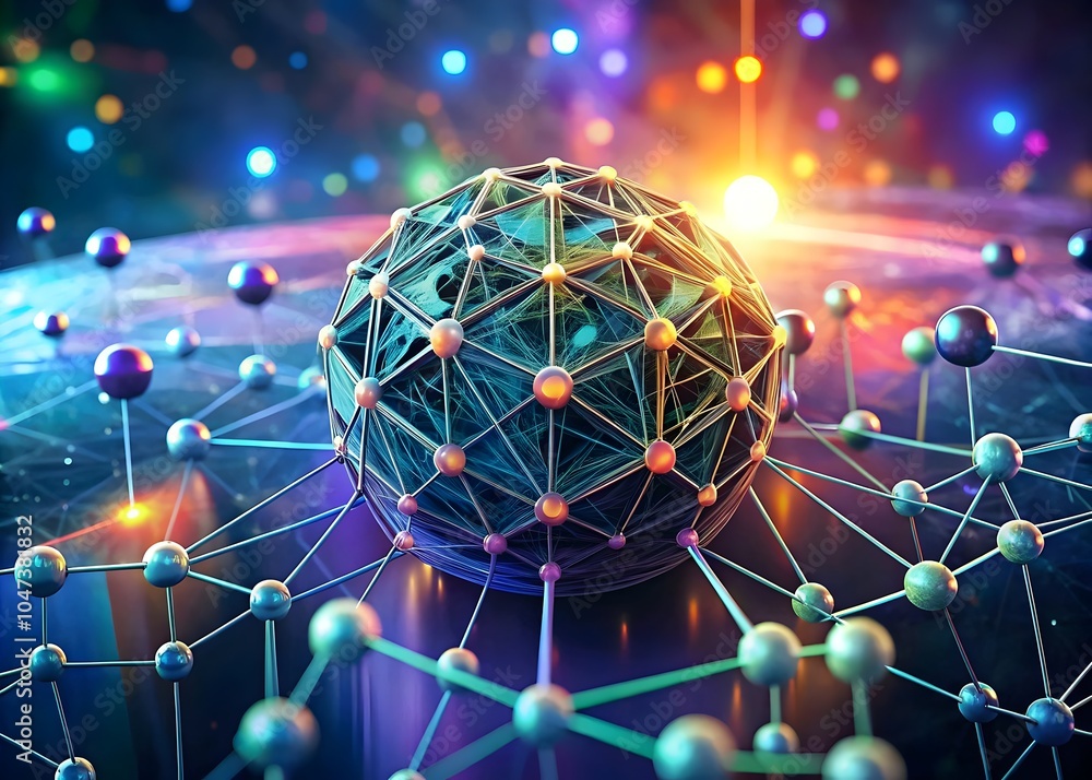 Poster quantum molecular network sphere energy connection visualization technology