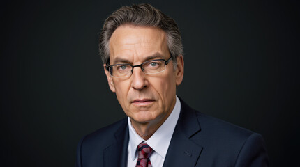 Professional Business Portrait of Mature Executive in Suit | Senior Leadership, Corporate Headshot, and Businessman Stock Image