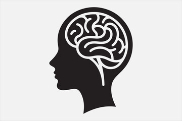 Silhouette of a human head brain  outlined