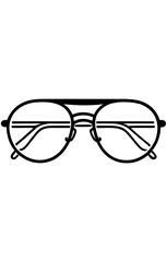 A stylish vector icon of aviator glasses, rendered in a minimalist black and white design