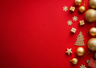 red textures with Christmas decorations