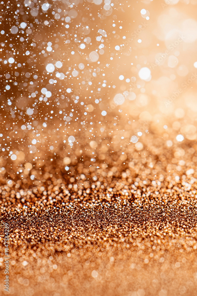 Poster stunning abstract background with golden glitter and sparkling bokeh effect