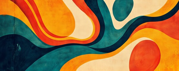 Colorful retro wavy stripes painting background design