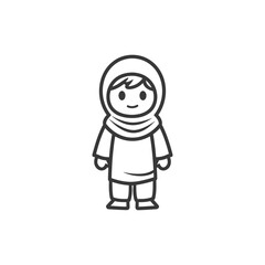 Obraz premium Line drawing of a smiling girl wearing a hooded coat