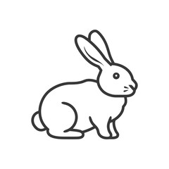 Line Drawing of a Sitting Rabbit with Long Ears