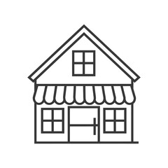 Line Drawing of a Small Store with an Awning
