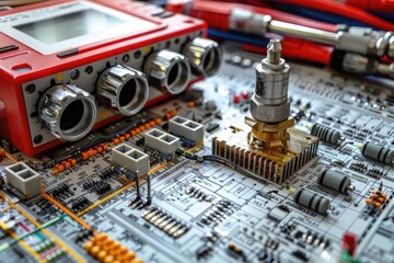 Close-up of Electronic Components on a Circuit Board