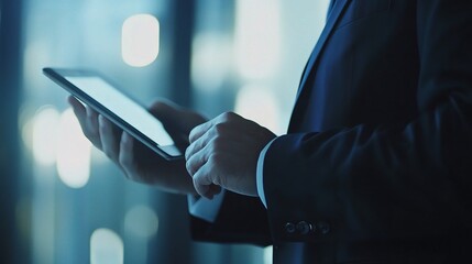 Professional Holding Tablet in Modern Environment