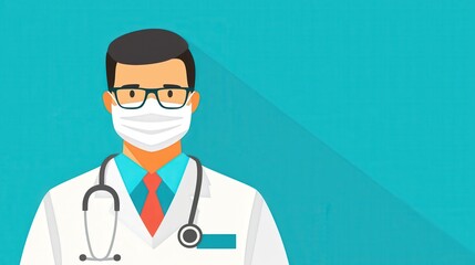 Fototapeta premium Doctor wearing a face mask, symbolizing health care preparedness
