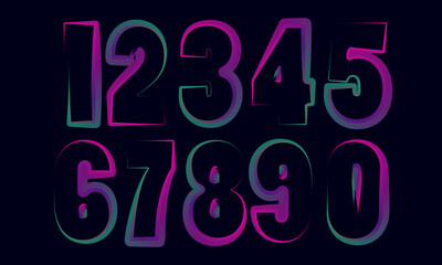 3d numbers, set numbers, gradient color number, 3d numbers vector set characters. One, two, three, four, five, six, seven, eight, nine, zero. 1,2,3,4,5,6,7,8,9,0. Decorative elements