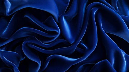 Fototapeta premium Deep royal blue silk fabric with rich glossy folds - made with Generative AI