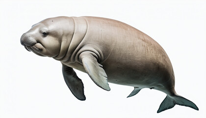 Fototapeta premium Dugong on white background isolated